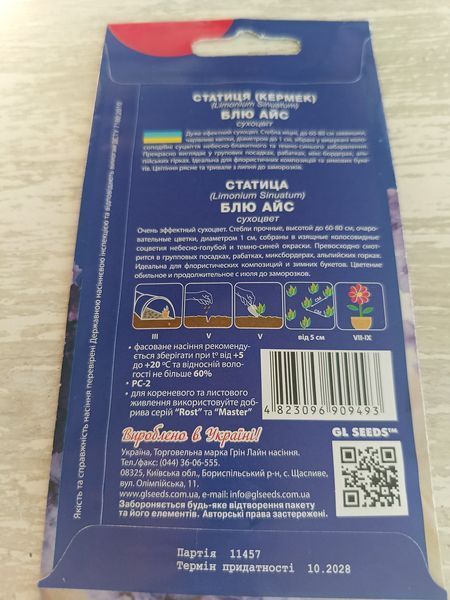 Насіння квітів Статиця Блю Айс сухоцвіт 0.1г SDS-AN-PAC-261 фото