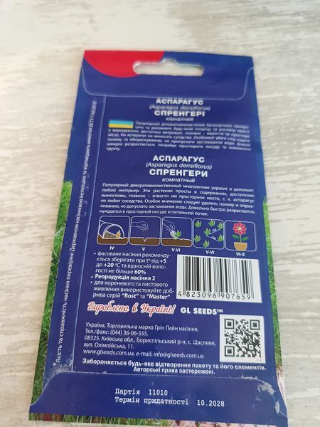 Насіння квітів Аспарагус Спренгері 0.1г SDS-HOME-PAC-210 фото